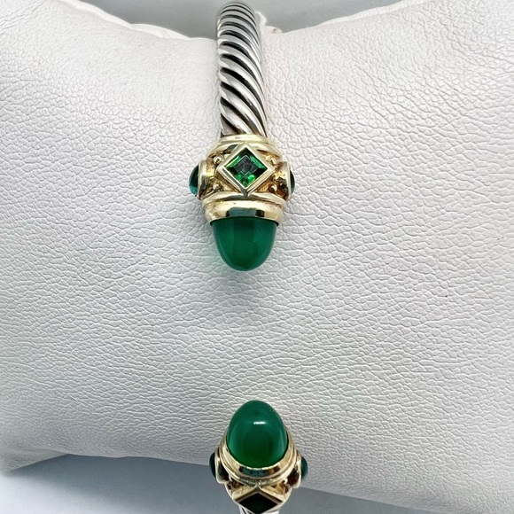 David Yurman Bracelet Green Onyx, Chrome Diopside, Hampton Blue Topaz 14k Gold - Picture 13 of 16